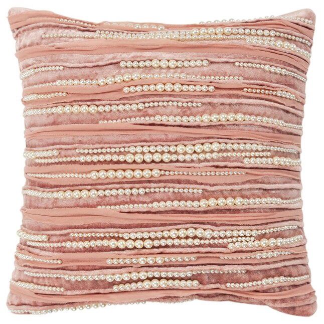 Rizzy Home Mini Decorative Pillow, Pink Pearl Detail