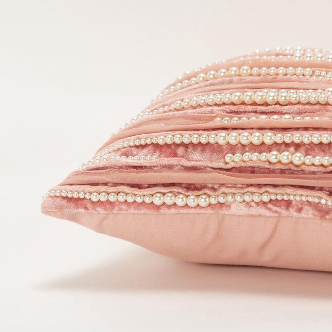 Rizzy Home Mini Decorative Pillow, Pink Pearl Detail