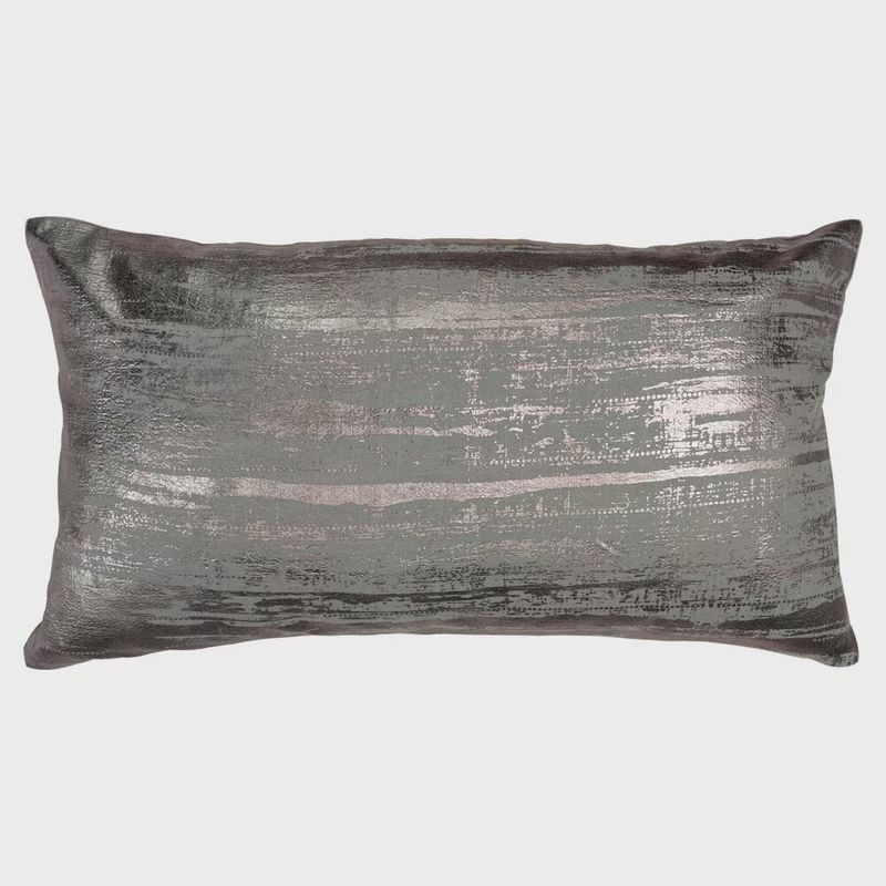 Rizzy Home Decorative Pillow, Grey With Foil Detail