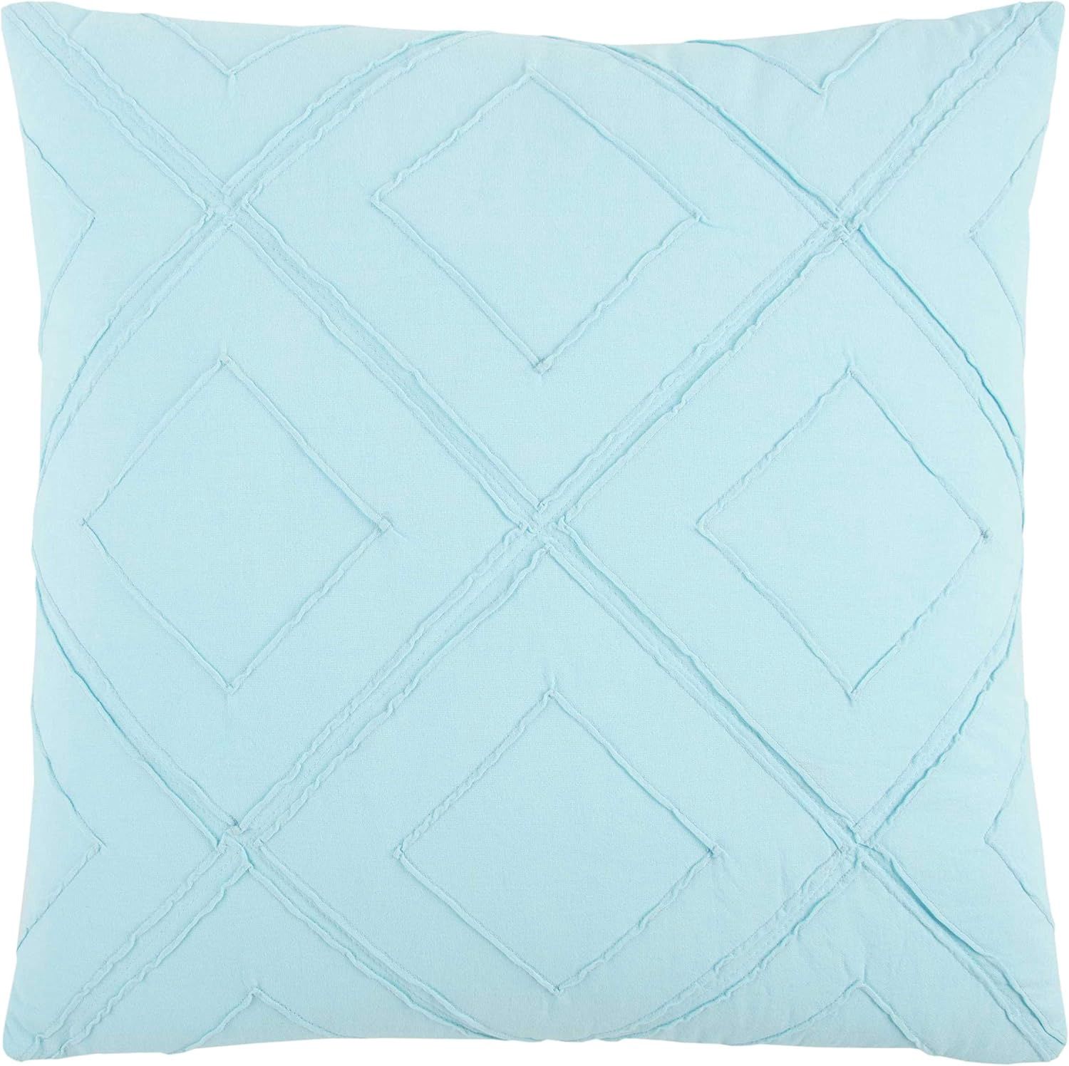 Rizzy Home Decorative Pillow, Light Blue Diamond Detail