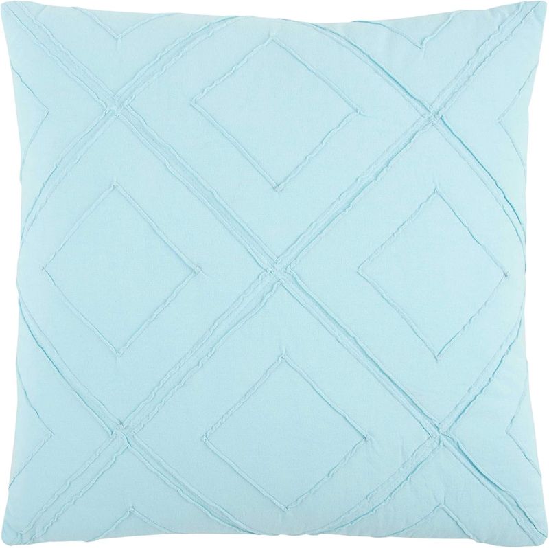 Rizzy Home Decorative Pillow, Light Blue Diamond Detail