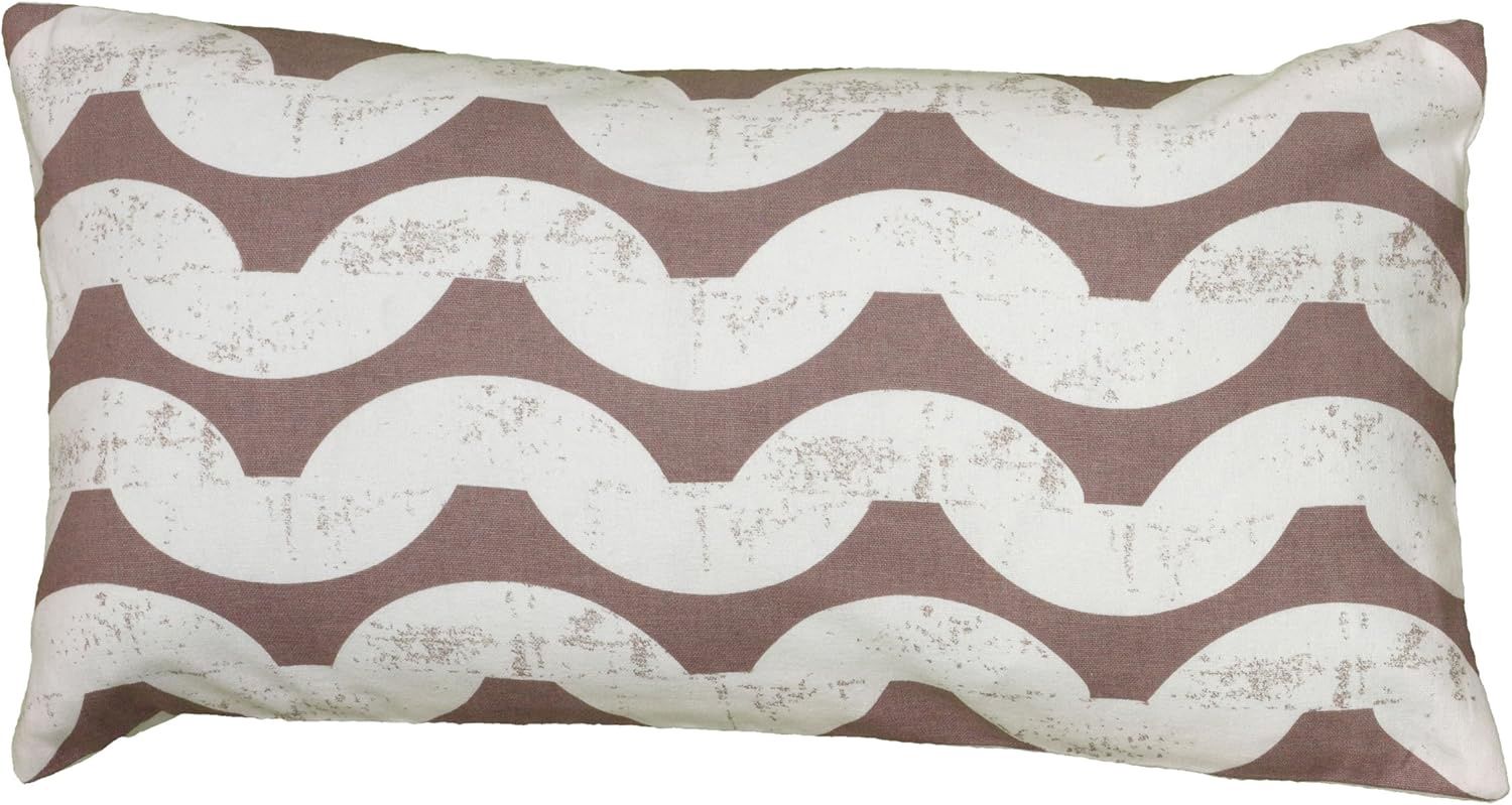 Rizzy Home Decorative Pillow, Taupe and White Wave Pattern