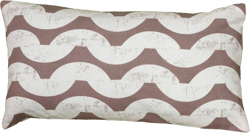 Rizzy Home Decorative Pillow, Taupe and White Wave Pattern
