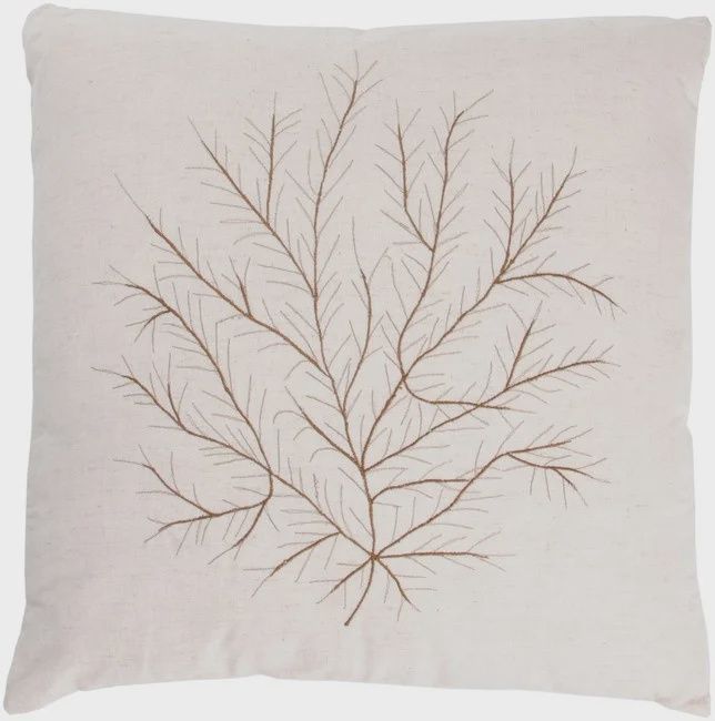 Rizzy Home Decorative Pillow, Natural Beige with Branch Detail