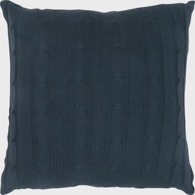 Rizzy Home Decorative Pillow, Navy Cable Knit with Button Detail