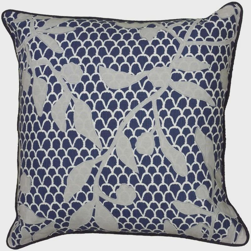 Rizzy Home Laura Fair Decorative Throw Pillow, Blue and Grey Floral