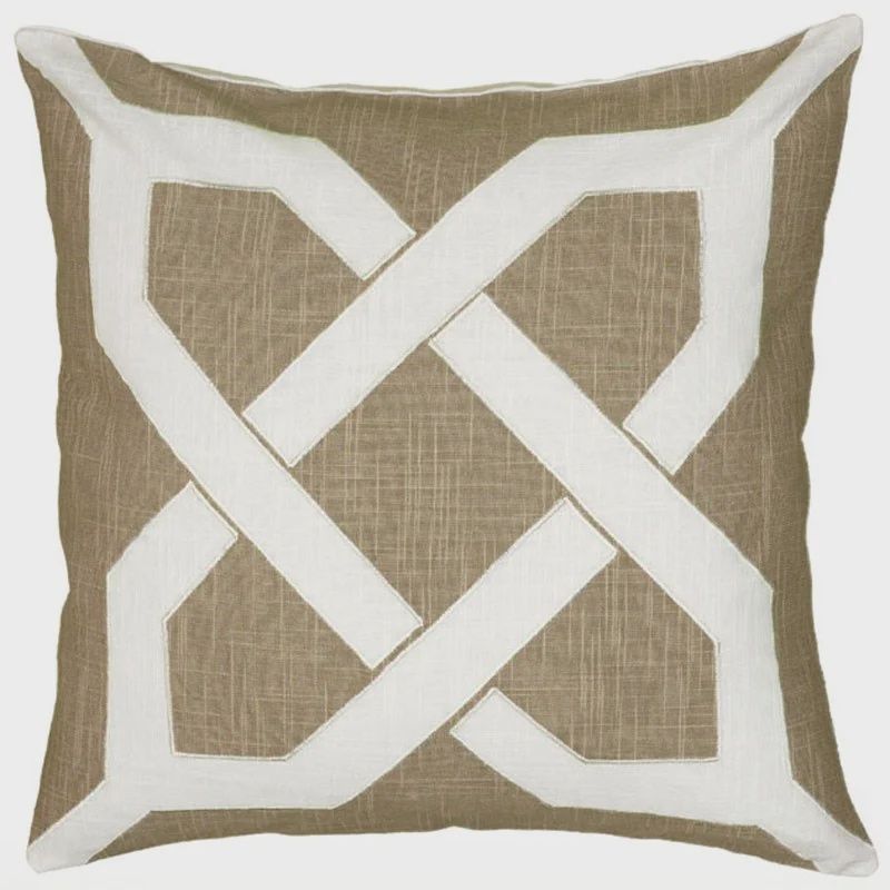 Rizzy Home Decorative Pillow, Tan with White Applique Detail