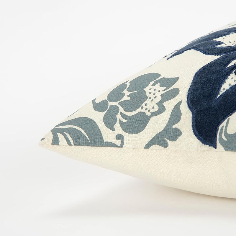 Rizzy Home Decorative Pillow, Ivory and Blue Floral