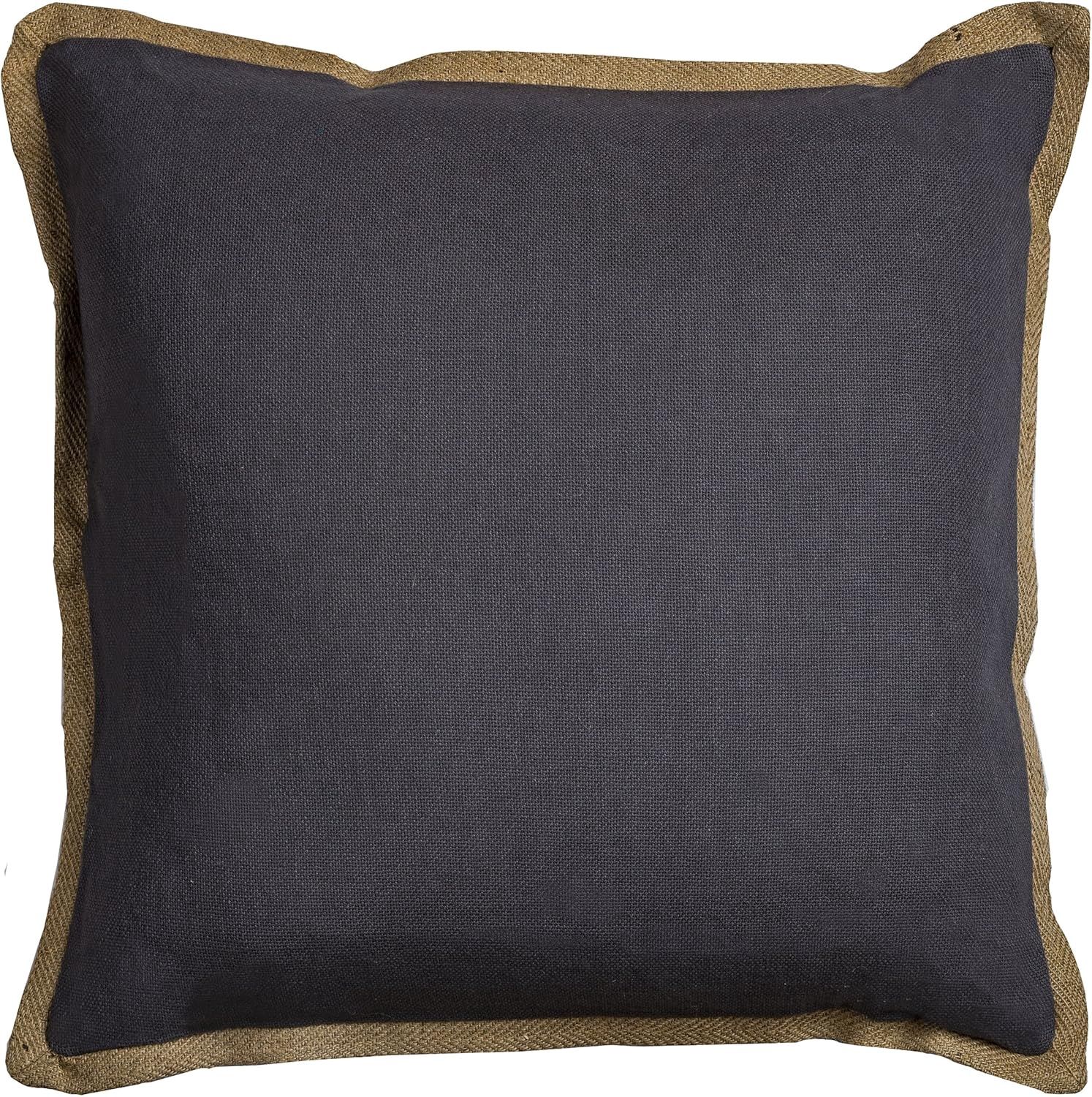 Rizzy Home Decorative Pillow, Charcoal with Jute Trim 22x22