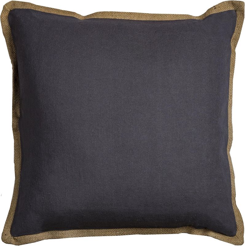 Rizzy Home Decorative Pillow, Charcoal with Jute Trim 22x22