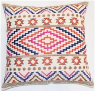 Rizzy Home Decorative Pillow, Multicolor Geometric Detail
