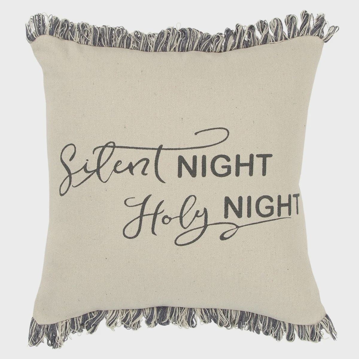 Rizzy Home Seasonal Decorative Pillow, Beige with Silent Night Text