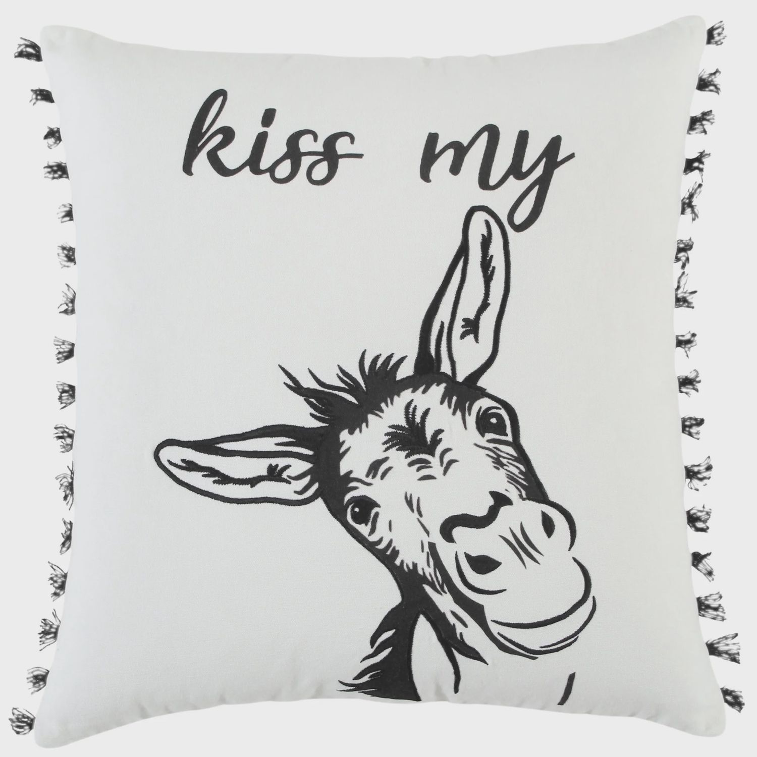 Rizzy Home Decorative Pillow, &#39;Kiss My&#39; Text White