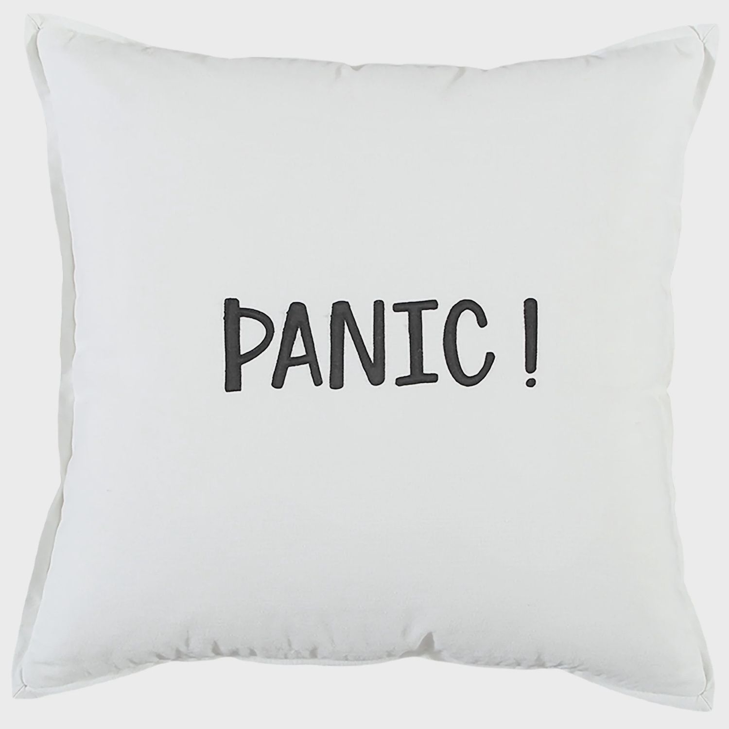 Rizzy Home Decorative Pillow, &#39;Panic/Don&#39;t Panic&#39; Text White