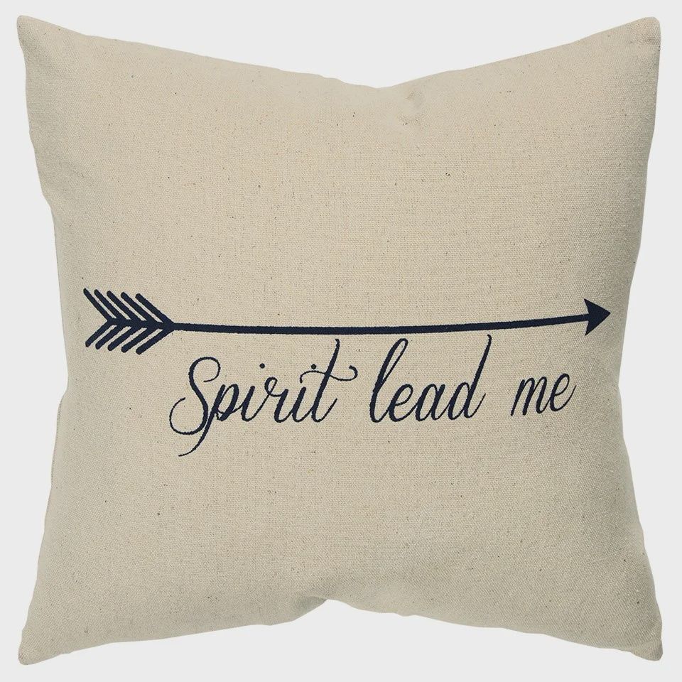 Rizzy Home Decorative Pillow, &#39;Spirit Lead Me&#39; Text