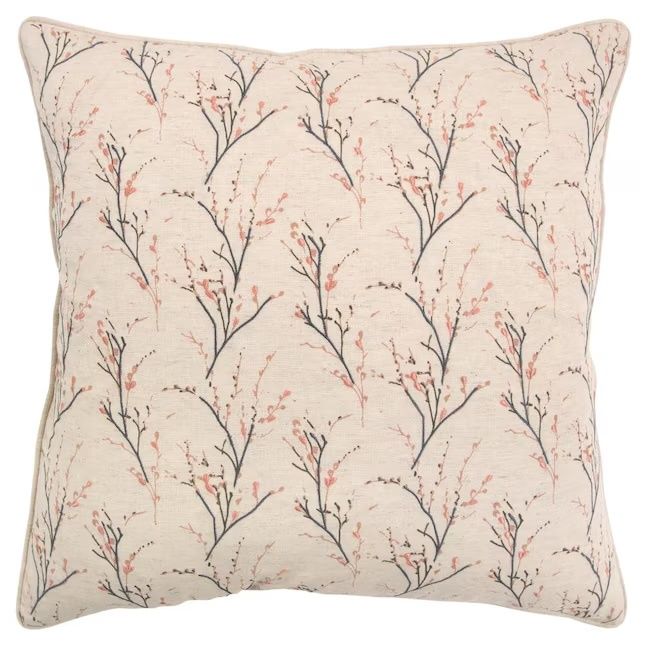 Rizzy Home Decorative Pillow, Beige with Pink Floral Pattern