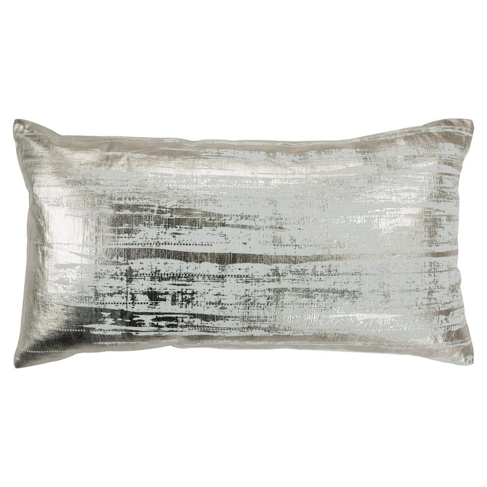 Rizzy Home Decorative Pillow, Blue with Silver Foil Detail