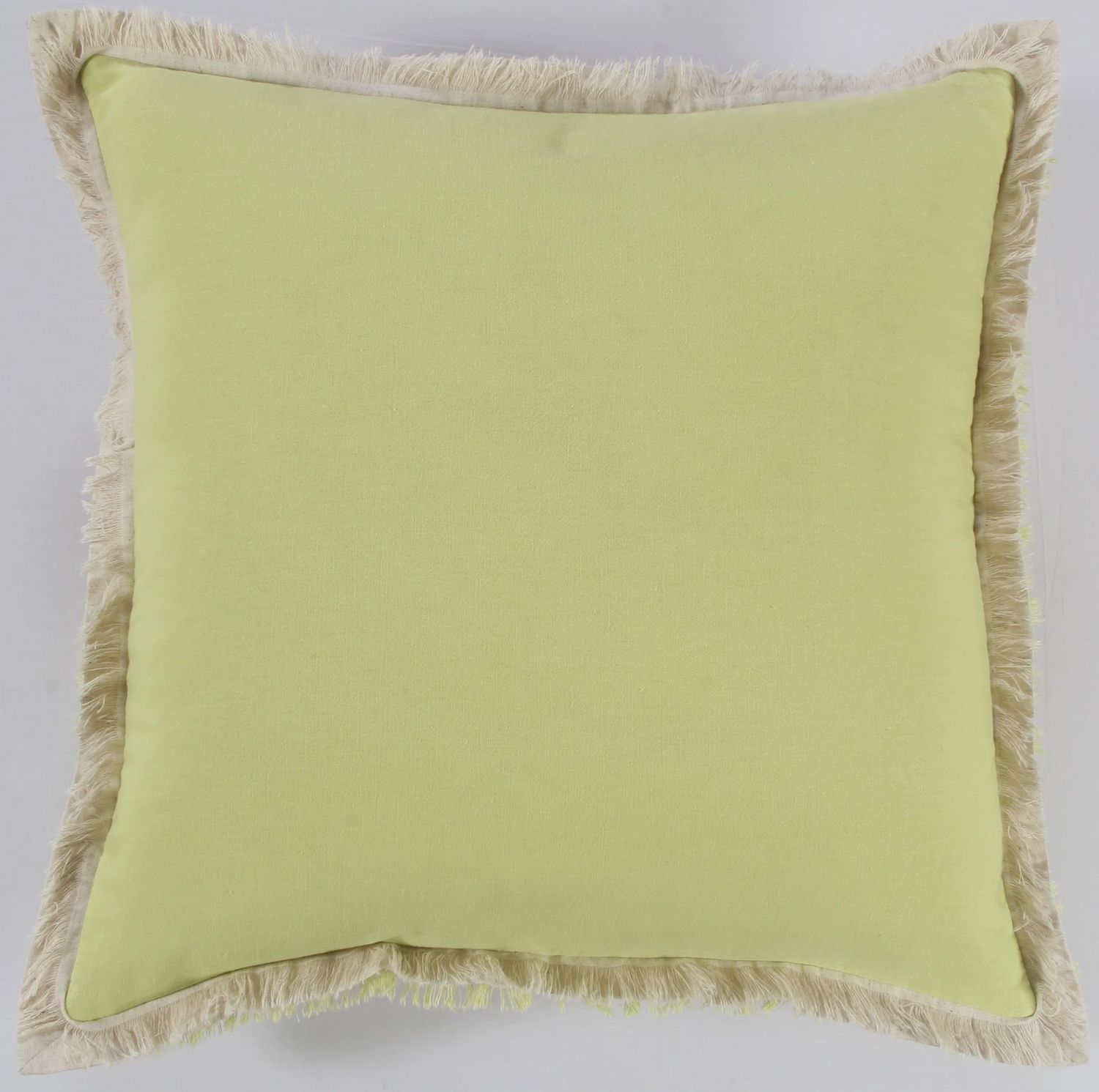 Rizzy Home Decorative Pillow, Celery Green with Ivory Fringe