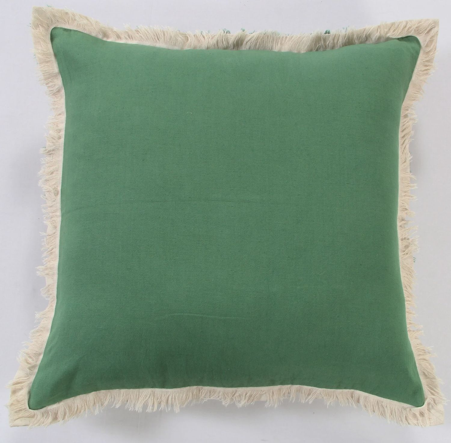 Rizzy Home Decorative Pillow, Cactus Green with Ivory Fringe