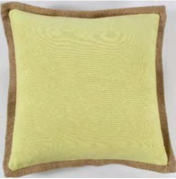 Rizzy Home Decorative Pillow, Bright Yellow with Jute Trim