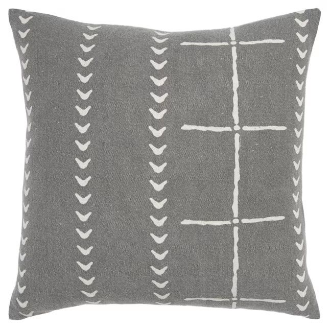 Rizzy Home Decorative Pillow, Grey with Natural Geometric Pattern