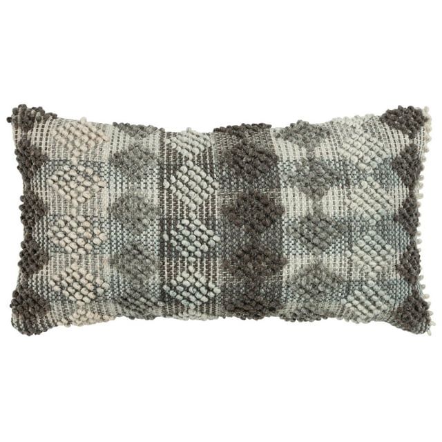 Rizzy Home Decorative Pillow, Grey Wool Dot Texture