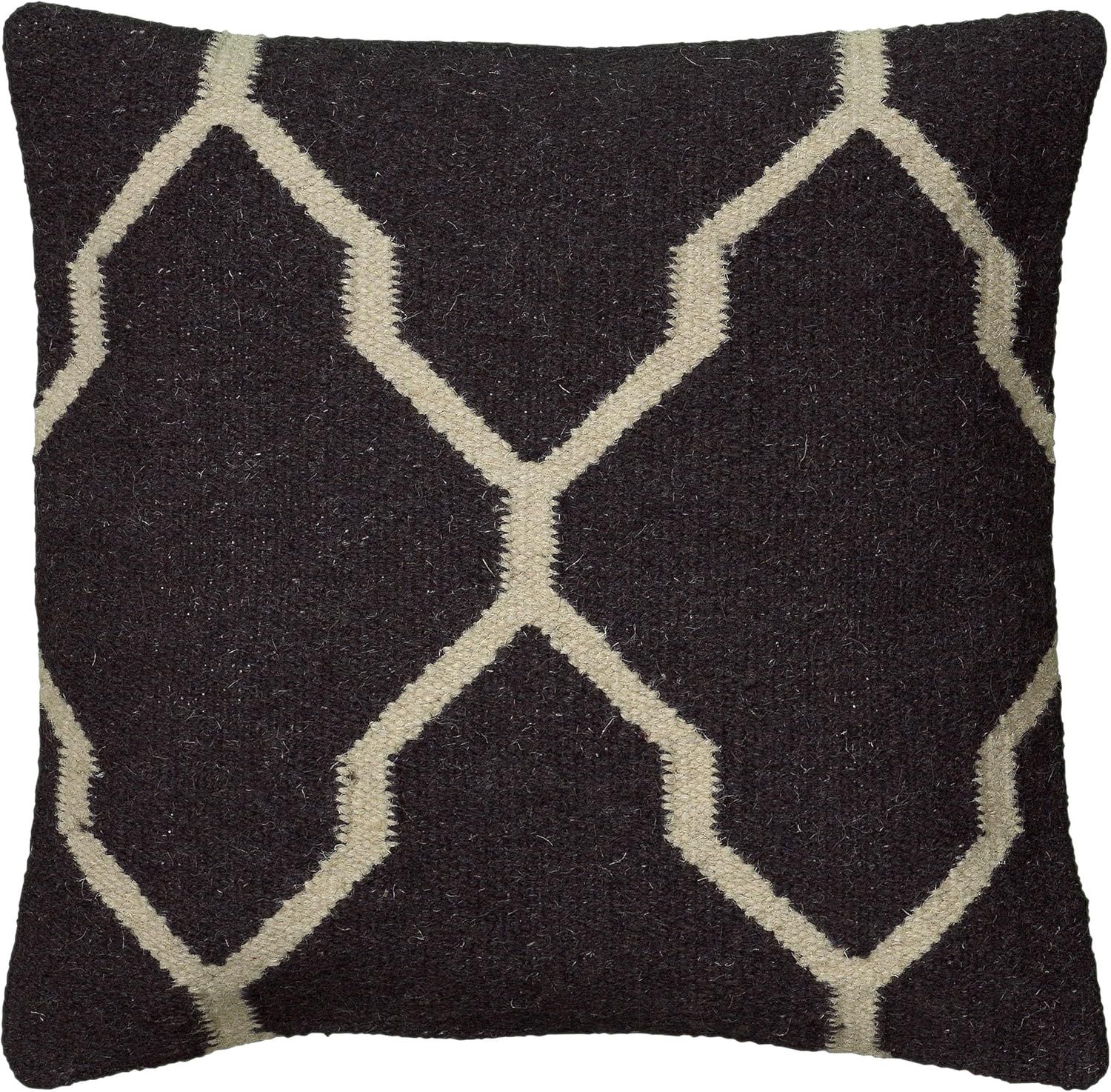 Rizzy Home Decorative Pillow, Black Wool