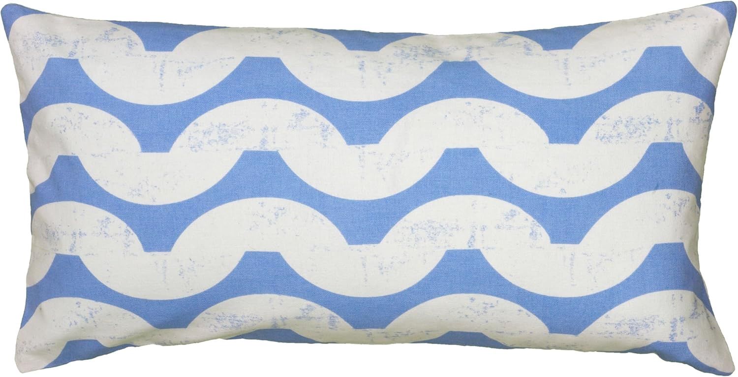 Rizzy Home Decorative Pillow, Bright Blue Wave Pattern