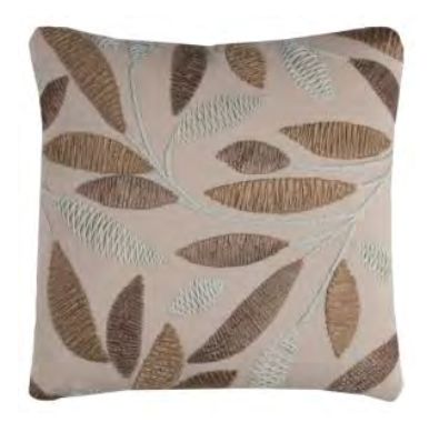 Rizzy Home Decorative Pillow, Cream with Natural Brown Leaf Pattern