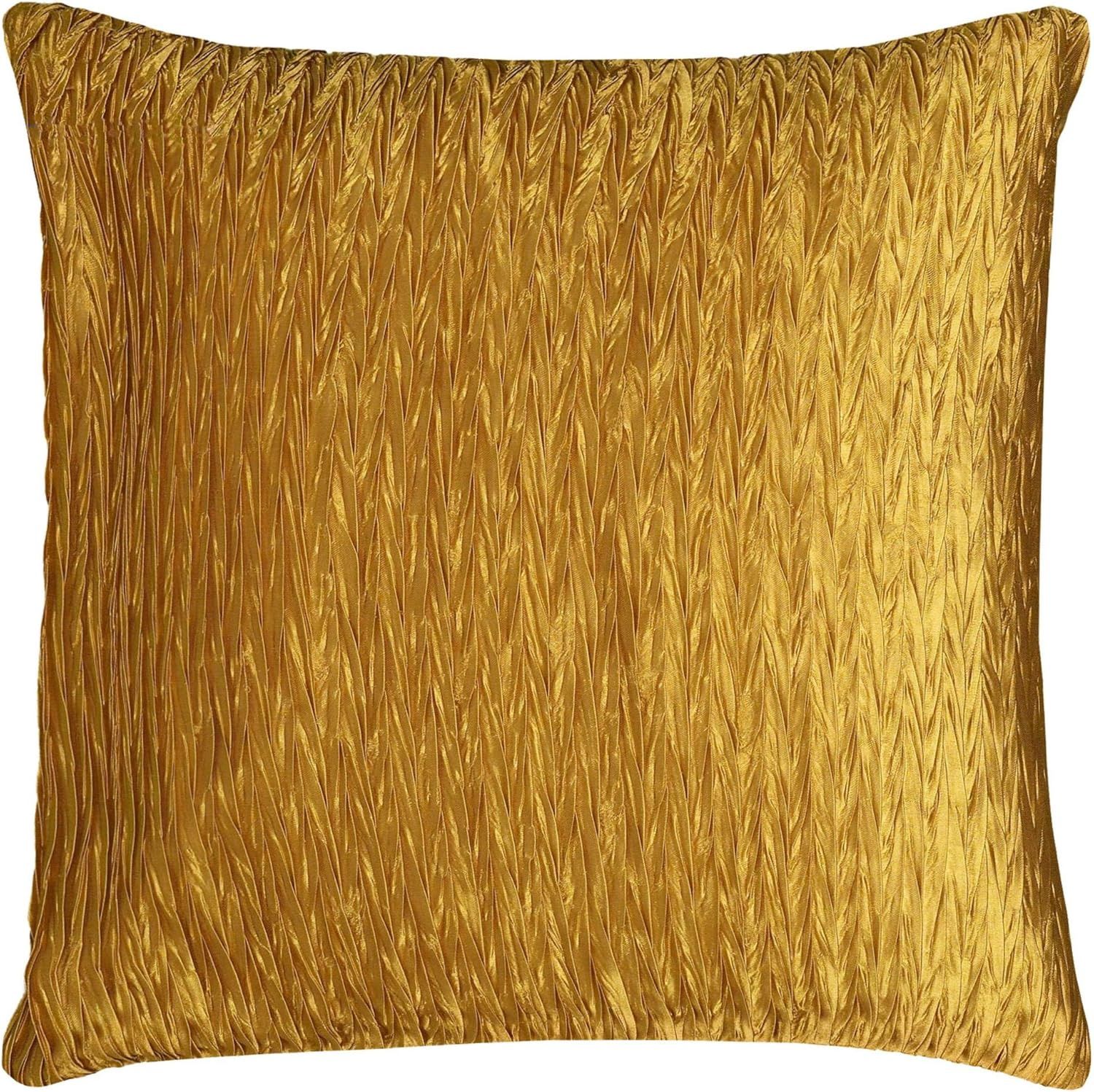 Rizzy Home Decorative Pillow, Gold Solid Metallic Crinkle Texture