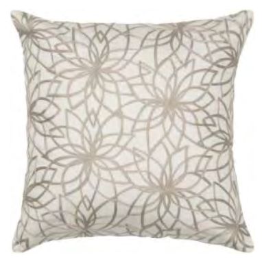 Rizzy Home Decorative Pillow, Ivory with Grey Floral Applique