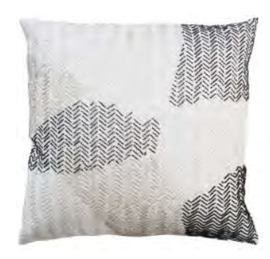 Rizzy Home Decorative Pillow, Ivory, Black and Grey Pattern