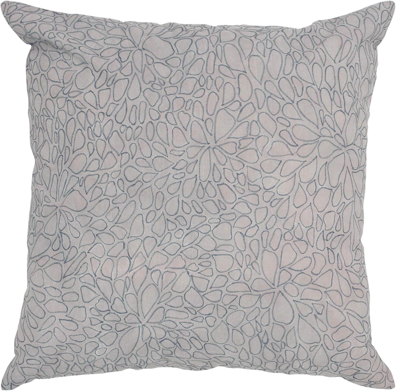 Rizzy Home Decorative Pillow, Light Grey Embroidered Petals