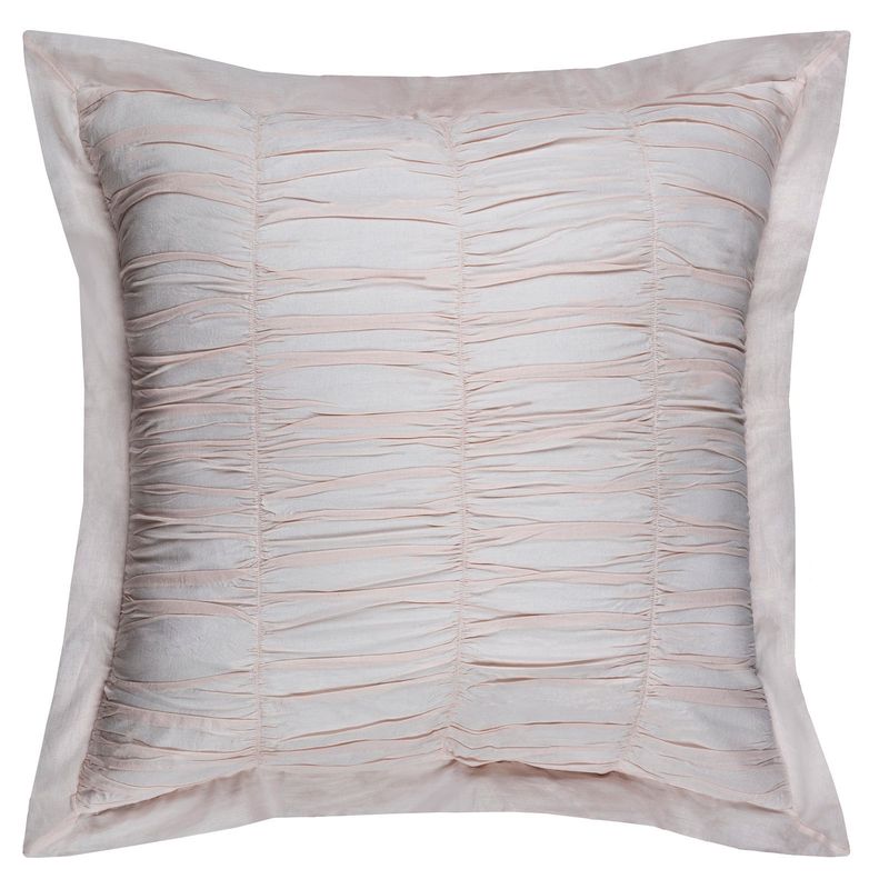 Rizzy Home Euro Sham Pillow, Pastel Pink Pleated Detail