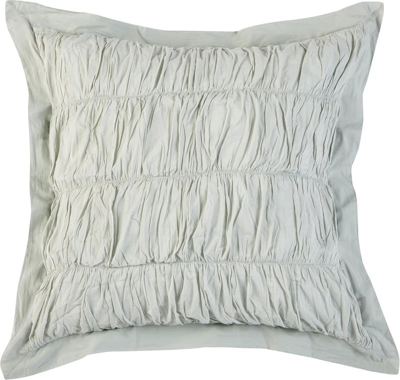 Rizzy Home Decorative Pillow, Pastel Blue Pleated Euro Sham