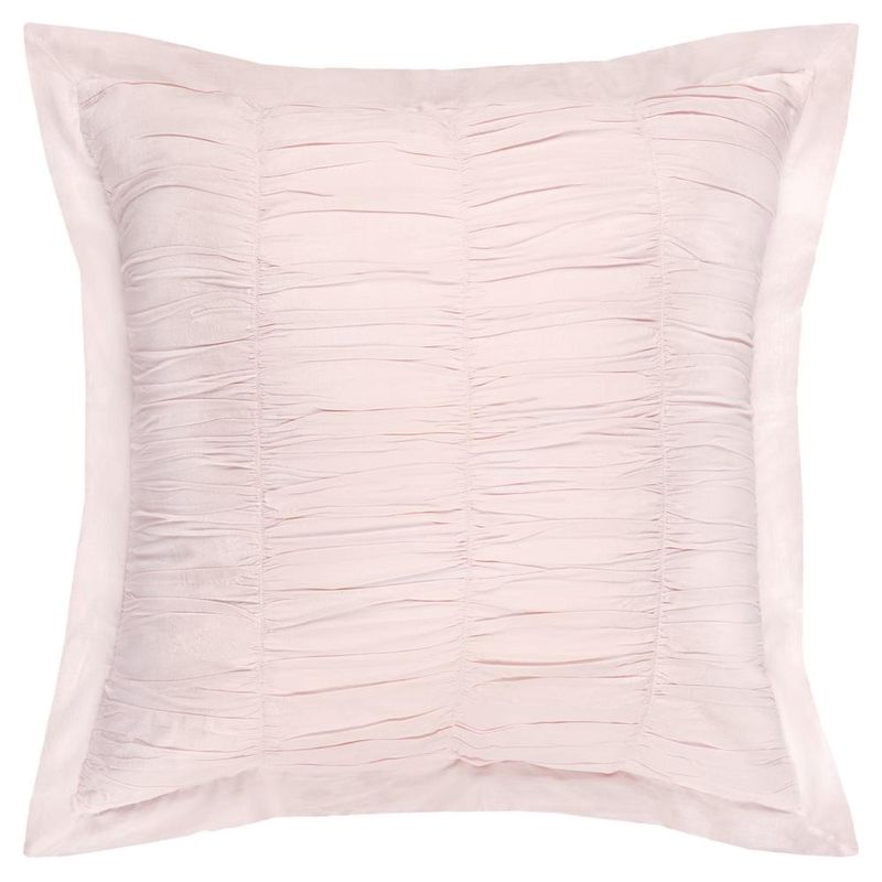 Rizzy Home Euro Sham Pillow, Pastel Pink Pleated Detail