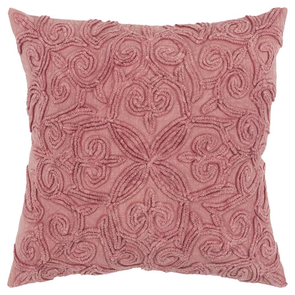 Rizzy Home Decorative Pillow, Pink Chenille Swirl Texture