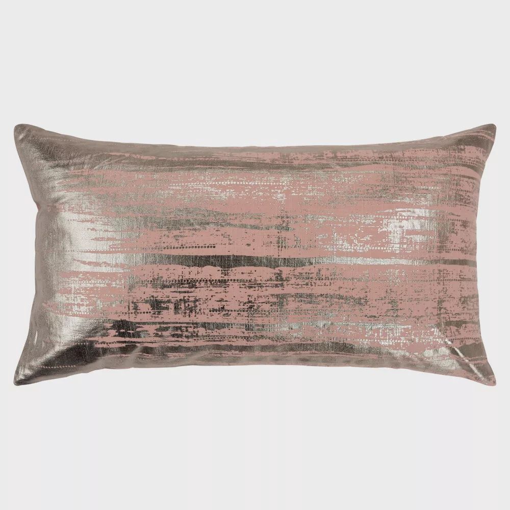 Rizzy Home Decorative Pillow, Pink with Silver Foil Detail
