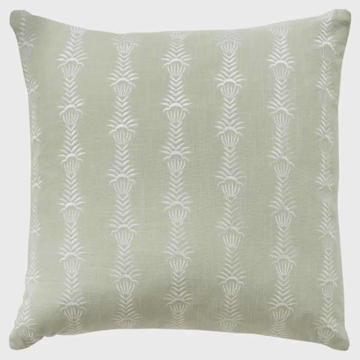 Rizzy Home Decorative Pillow, Sage Green with White Embroidered Detail