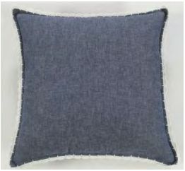 Rizzy Home Decorative Pillow, Solid Charcoal with Trim Detail
