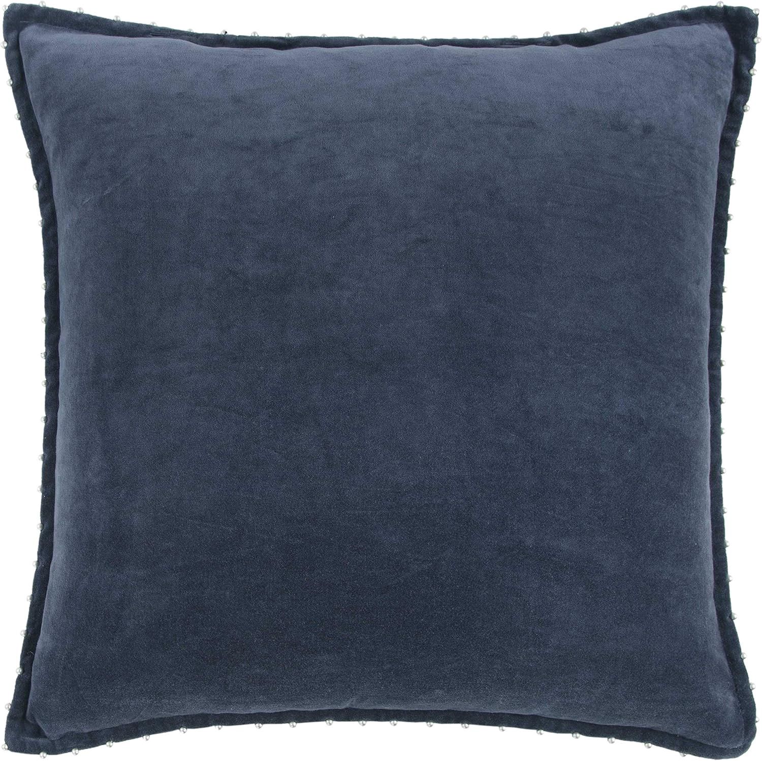 Rizzy Home Decorative Pillow, Solid Navy Blue Velvet