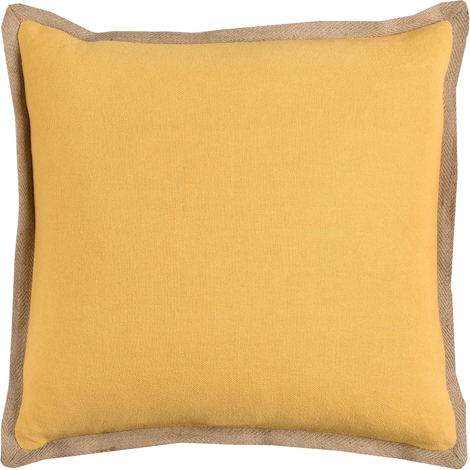 Rizzy Home Decorative Pillow, Solid Canary Yellow with Jute Trim