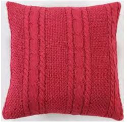 Rizzy Home Decorative Pillow, Solid Red Cable Knit