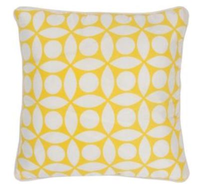 Rizzy Home Decorative Pillow, White and Bright Yellow Printed Pattern