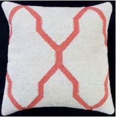 Rizzy Home Decorative Pillow, White with Red Pattern