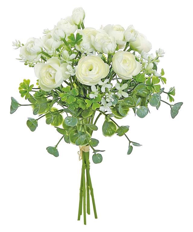 Ranunculus Bundle with Greenery 13" Cream