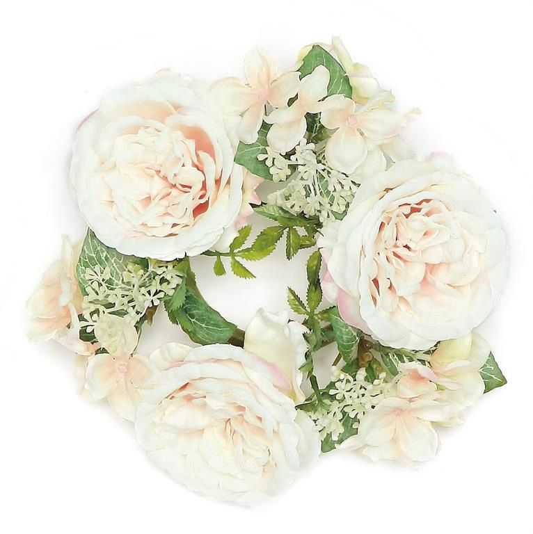 Rose &amp; Hydrangea 3" Ring Cream/Peach