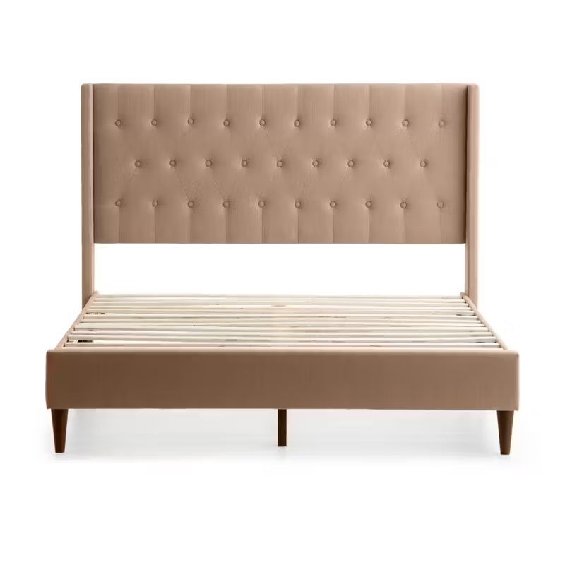 Wren Upholstered Platform Bed, Tan