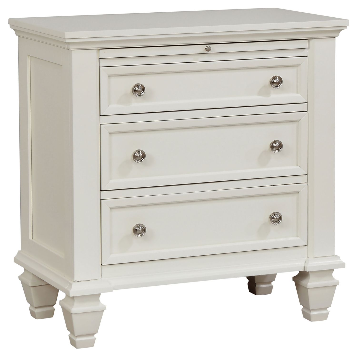 Sandy Beach 3-Drawer Nightstand Cream White