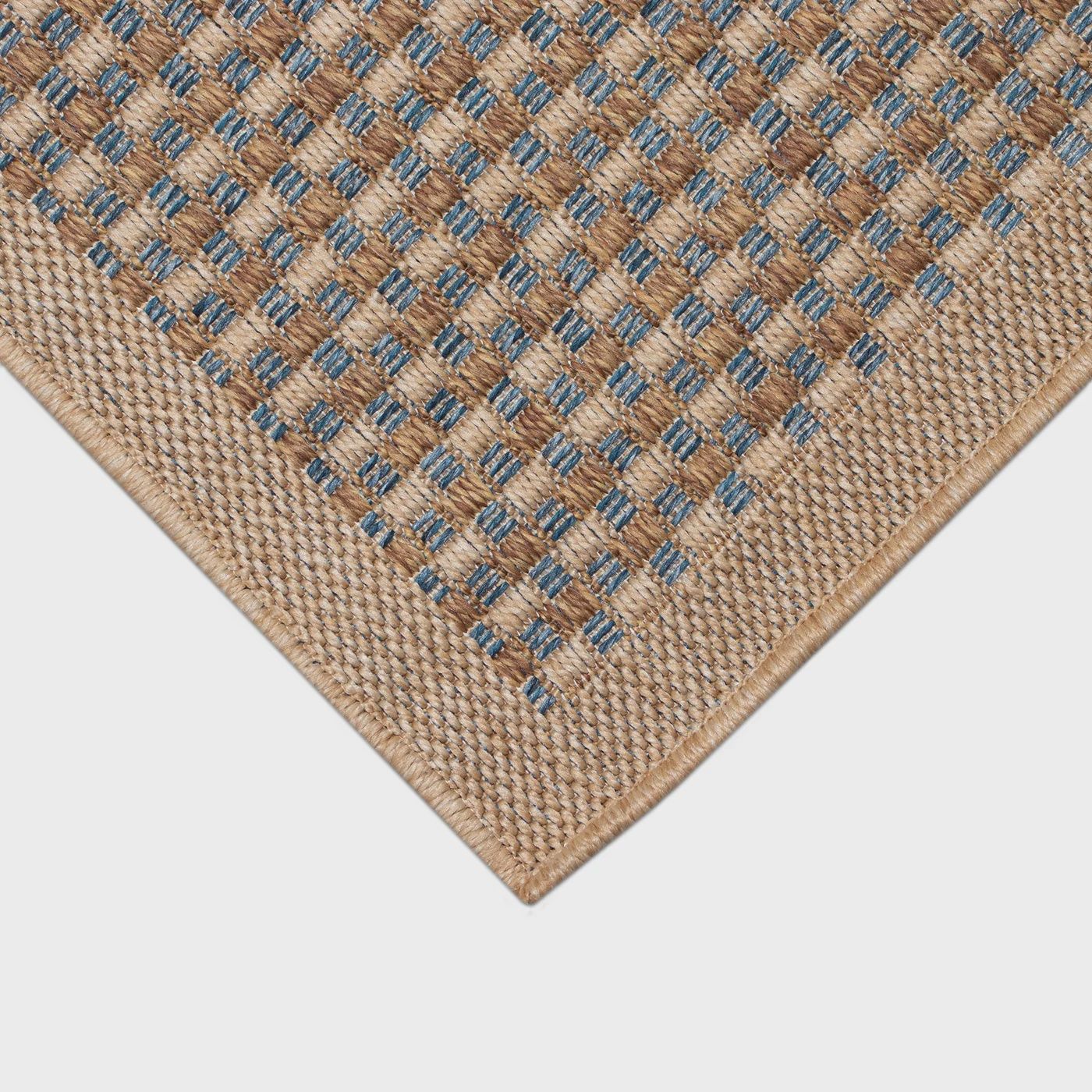 Monterey Basket Indoor/Outdoor Rug, Colour: Blue, Size: 1&#39;11&quot; x 7&#39;6&quot; Runner